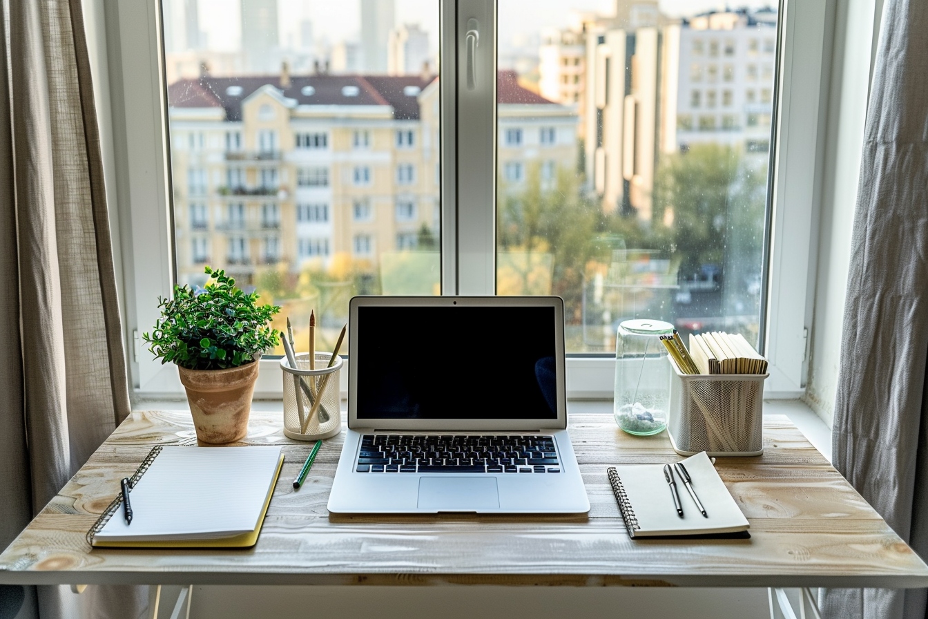 Aménagement astucieux d'un coin bureau fonctionnel dans un petit appartement de Courbevoie, maximisant l'espace sans compromis sur le style.