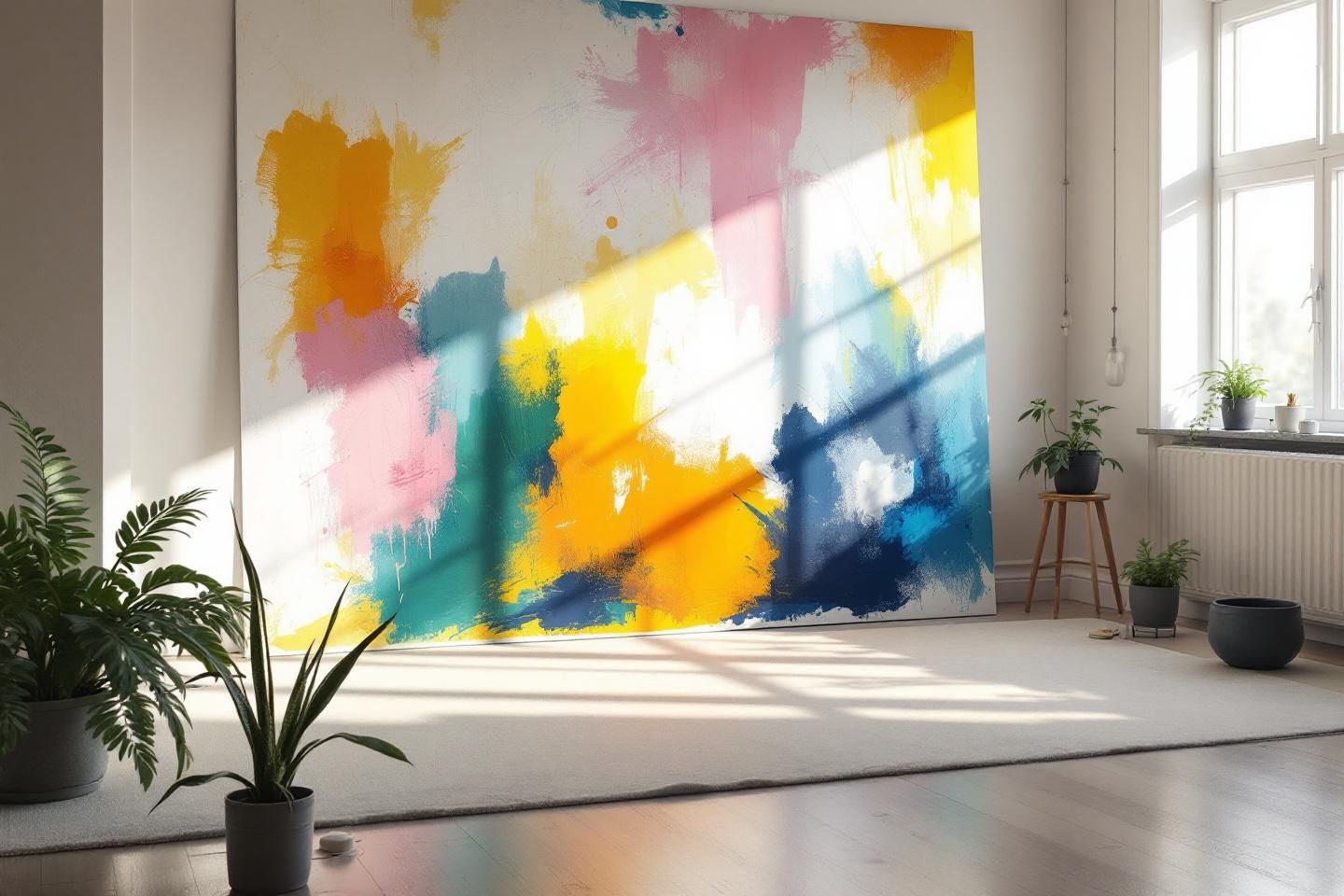 Utilisation créative de la peinture pour délimiter des zones dans un espace ouvert, illustrant une séparation visuelle élégante